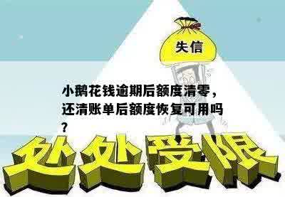 小鹅花钱逾期后额度清零，还清账单后额度恢复可用吗？