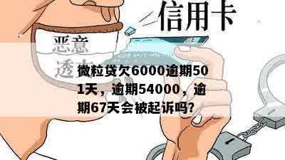 微粒贷欠6000逾期501天，逾期54000，逾期67天会被起诉吗？