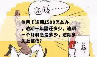 信用卡逾期1500怎么办，逾期一年需还多少，逾期一个月利息是多少，逾期多久上征信？