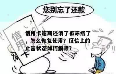 信用卡逾期还清了被冻结了，怎么恢复使用？征信上的止富状态如何解除？