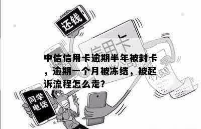 中信信用卡逾期半年被封卡，逾期一个月被冻结，被起诉流程怎么走？