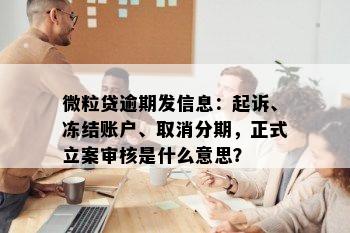 微粒贷逾期发信息：起诉、冻结账户、取消分期，正式立案审核是什么意思？