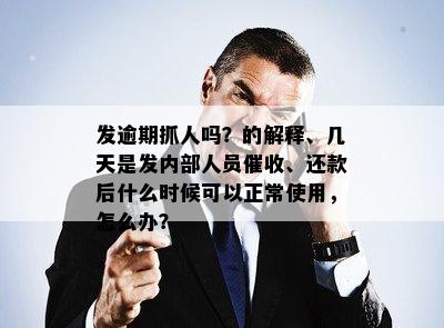 发逾期抓人吗？的解释、几天是发内部人员催收、还款后什么时候可以正常使用，怎么办？