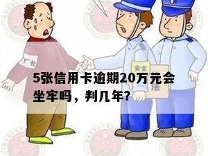 5张信用卡逾期20万元会坐牢吗，判几年？