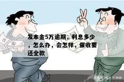 发本金5万逾期，利息多少，怎么办，会怎样，催收要还全款