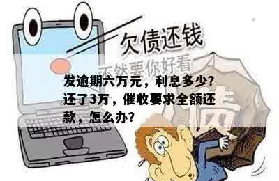 发逾期六万元，利息多少？还了3万，催收要求全额还款，怎么办？