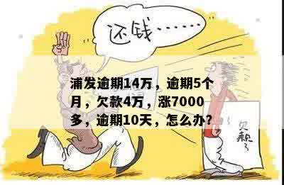 浦发逾期14万，逾期5个月，欠款4万，涨7000多，逾期10天，怎么办？