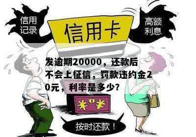 发逾期20000，还款后不会上征信，罚款违约金20元，利率是多少？