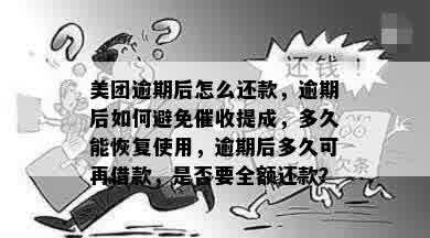 美团逾期后怎么还款，逾期后如何避免催收提成，多久能恢复使用，逾期后多久可再借款，是否要全额还款？