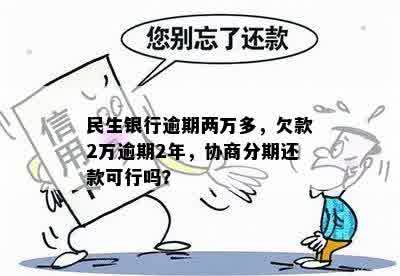 民生银行逾期两万多，欠款2万逾期2年，协商分期还款可行吗？