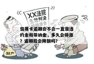 信用卡逾期会不会一直涨违约金和带纳金，多久会停涨？逾期后会降额吗？