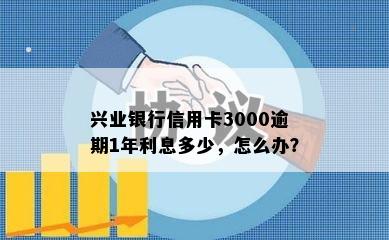 兴业银行信用卡3000逾期1年利息多少，怎么办？