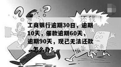 工商银行逾期30日，逾期10天，催款逾期60天，逾期90天，现已无法还款，怎么办？