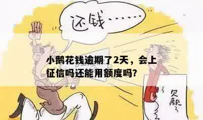 小鹅花钱逾期了2天，会上征信吗还能用额度吗？