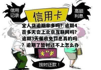 宜人贷逾期率多吗？逾期4百多天会上北京互联网吗？逾期3天催收免罚息真的吗？逾期了暂时还不上怎么办？