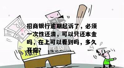 招商银行逾期起诉了，必须一次性还清，可以只还本金吗，在上可以看到吗，多久开庭？