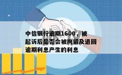 中信银行逾期1600，被起诉后是否会被拘留及退回逾期利息产生的利息