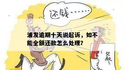 浦发逾期十天说起诉，如不能全额还款怎么处理？