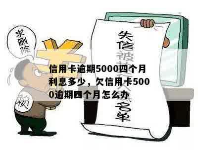 信用卡逾期5000四个月利息多少，欠信用卡5000逾期四个月怎么办