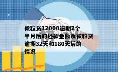 微粒贷12000逾期2个半月后的还款金额及微粒贷逾期32天和180天后的情况