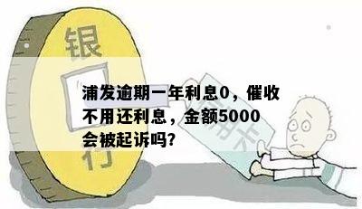 浦发逾期一年利息0，催收不用还利息，金额5000会被起诉吗？