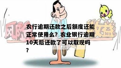 农行逾期还款之后额度还能正常使用么？农业银行逾期10天后还款了可以取现吗？