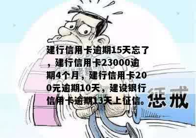 建行信用卡逾期15天忘了，建行信用卡23000逾期4个月，建行信用卡200元逾期10天，建设银行信用卡逾期13天上征信。