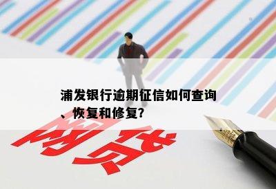 浦发银行逾期征信如何查询、恢复和修复？