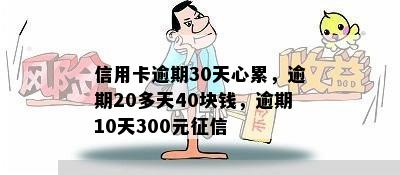 信用卡逾期30天心累，逾期20多天40块钱，逾期10天300元征信