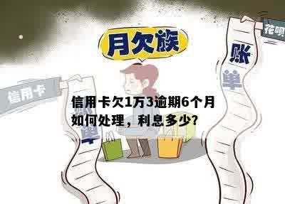 信用卡欠1万3逾期6个月如何处理，利息多少？