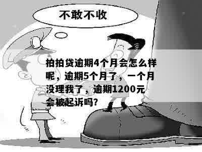 拍拍贷逾期4个月会怎么样呢，逾期5个月了，一个月没理我了，逾期1200元会被起诉吗？