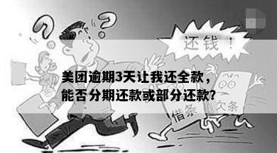 美团逾期3天让我还全款，能否分期还款或部分还款？