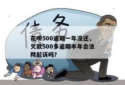 花呗500逾期一年没还，欠款500多逾期半年会法院起诉吗？