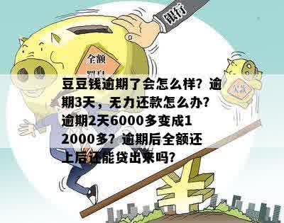 豆豆钱逾期了会怎么样？逾期3天，无力还款怎么办？逾期2天6000多变成12000多？逾期后全额还上后还能贷出来吗？