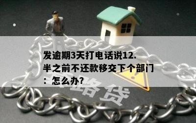 发逾期3天打电话说12.半之前不还款移交下个部门：怎么办？