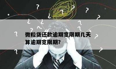 微粒贷还款逾期宽限期几天算逾期宽限期？