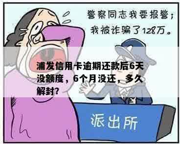 浦发信用卡逾期还款后6天没额度，6个月没还，多久解封？