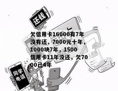 欠信用卡16000有7年没有还，7000元十年，1000块7年，1500信用卡11年没还，欠7000已4年