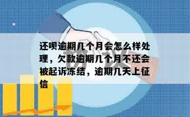 还呗逾期几个月会怎么样处理，欠款逾期几个月不还会被起诉冻结，逾期几天上征信