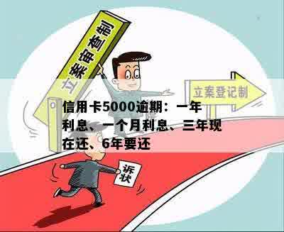 信用卡5000逾期：一年利息、一个月利息、三年现在还、6年要还