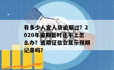 有多少人宜人贷逾期过？2020年逾期暂时还不上怎么办？逾期征信会显示预期记录吗？