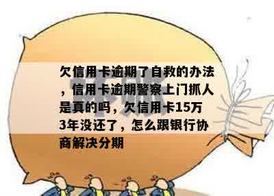 欠信用卡逾期了自救的办法，信用卡逾期警察上门抓人是真的吗，欠信用卡15万3年没还了，怎么跟银行协商解决分期