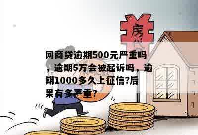 网商贷逾期500元严重吗，逾期5万会被起诉吗，逾期1000多久上征信?后果有多严重?