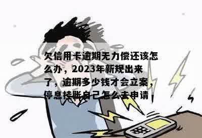 欠信用卡逾期无力偿还该怎么办，2023年新规出来了，逾期多少钱才会立案，停息挂账自己怎么去申请