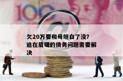 欠20万要和母坦白了没？迫在眉睫的债务问题需要解决