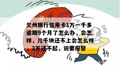 欠州银行信用卡1万一千多逾期9个月了怎么办，会怎样，几千块还不上会怎么样，2万还不起，说要报警