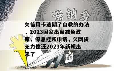 欠信用卡逾期了自救的办法，2023国家出台减免政策，停息挂账申请，欠网贷无力偿还2023年新规出来了