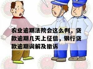 农业逾期法院会这么判，贷款逾期几天上征信，银行贷款逾期调解及撤诉