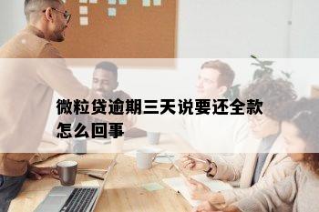 微粒贷逾期三天说要还全款怎么回事