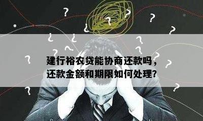 建行裕农贷能协商还款吗，还款金额和期限如何处理？